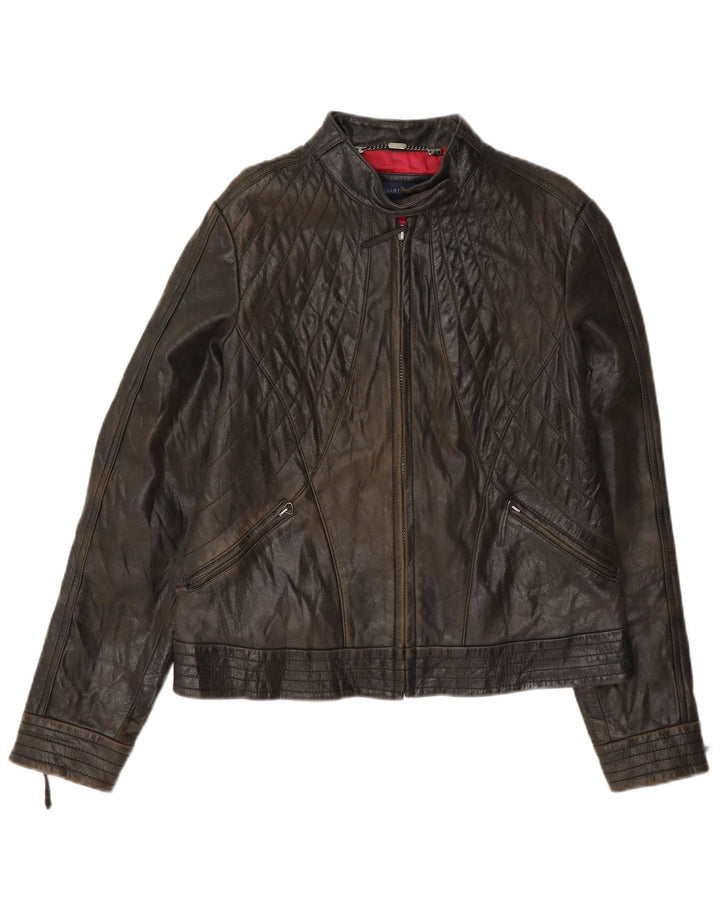 Trussardi Biker Læderjakke til kvinder UK 14 Medium Brun