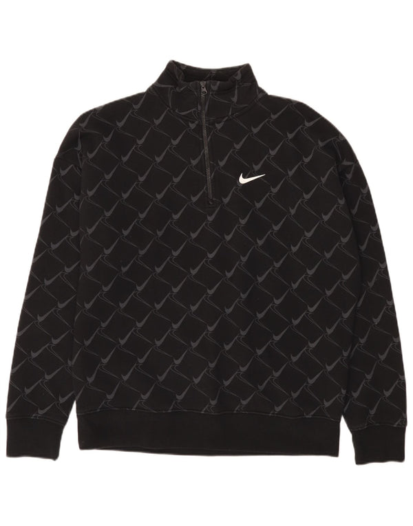 Nike Herre Loose Fit 1/4 Zip Grafisk Sweatshirt Jumper Small Black Sports