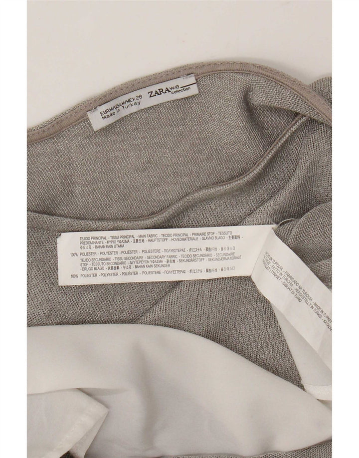 Zara 3/4 ærmet oversized tunikatop til kvinder DK 14 mellemgrå farveblok