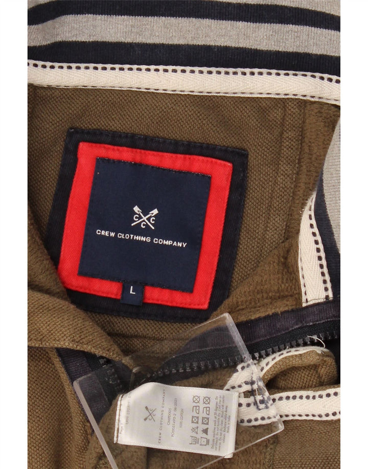 Besætningstøj Herre Zip Neck Sweatshirt Jumper Stor Khaki Bomuld