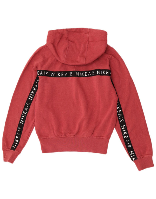 Nike Grafisk Oversized Hoodie Jumper til kvinder UK 6 XS Rød Colourblock Bomuld