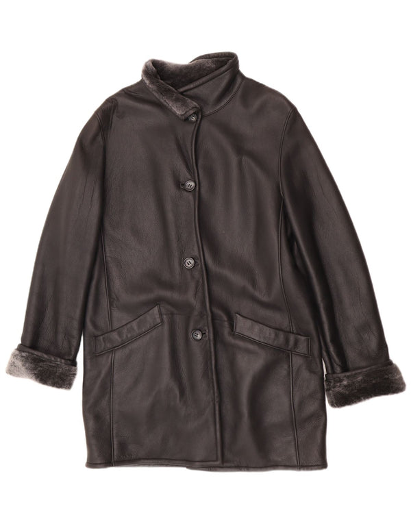 Elements Dame Shearling Coat UK 14 Stort sort fåreskind