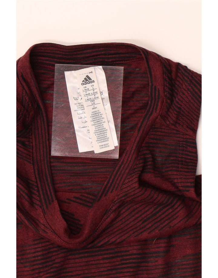 ADIDAS Womens Climacool Vest Top UK 16/18 Large Burgundy Striped Polyester Vintage Adidas and Second-Hand Adidas from Messina Hembry 