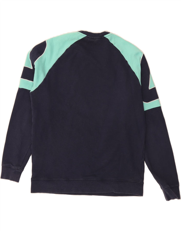 FILA Mens Sweatshirt Jumper Medium Navy Blue Colourblock Cotton Vintage Fila and Second-Hand Fila from Messina Hembry 