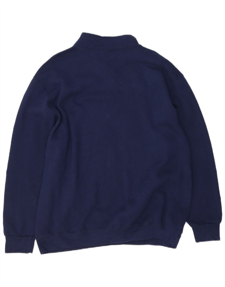 RUSSELL ATHLETIC Herre Zip Neck Sweatshirt Jumper 2XL Navy Blue Bomuld