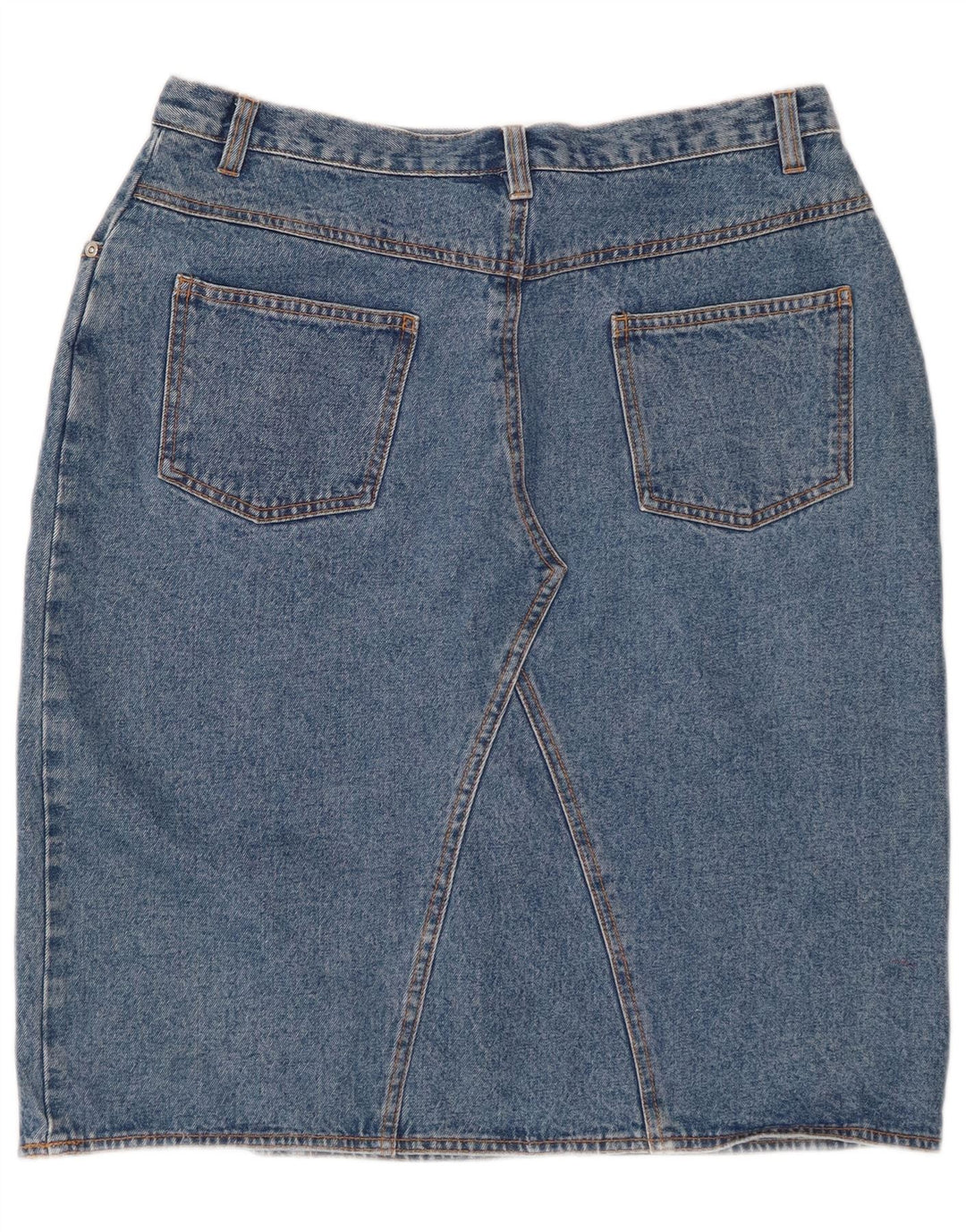 VINTAGE Dame højtaljet denimnederdel UK 18 XL W32 Blå