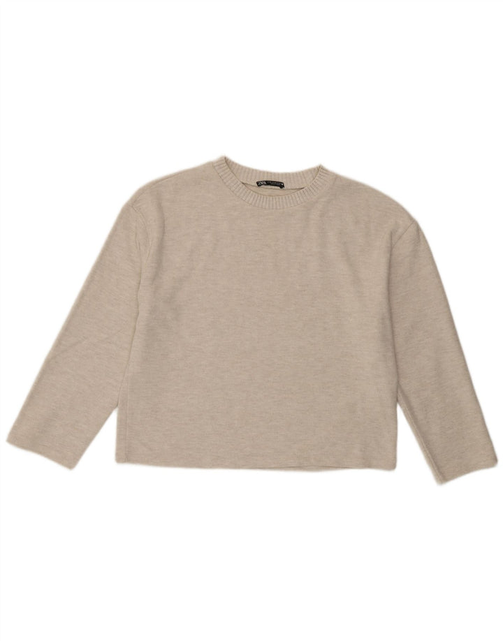 Zara Damebluse Top UK 14 Medium Beige Polyester