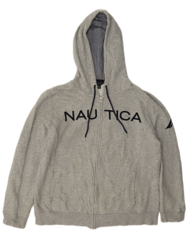 Nautica Dame Grafisk Hættetrøje Sweater UK 16 Stor Grå Bomuld