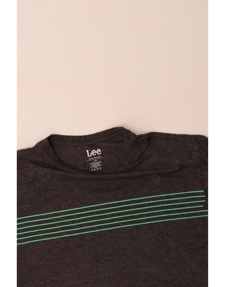 LEE Mens T-Shirt Top Large Grey Cotton