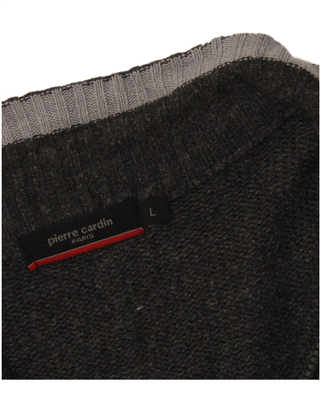 PIERRE CARDIN Herre Zip Neck trøje Sweater Stor Grå Stribet Akryl