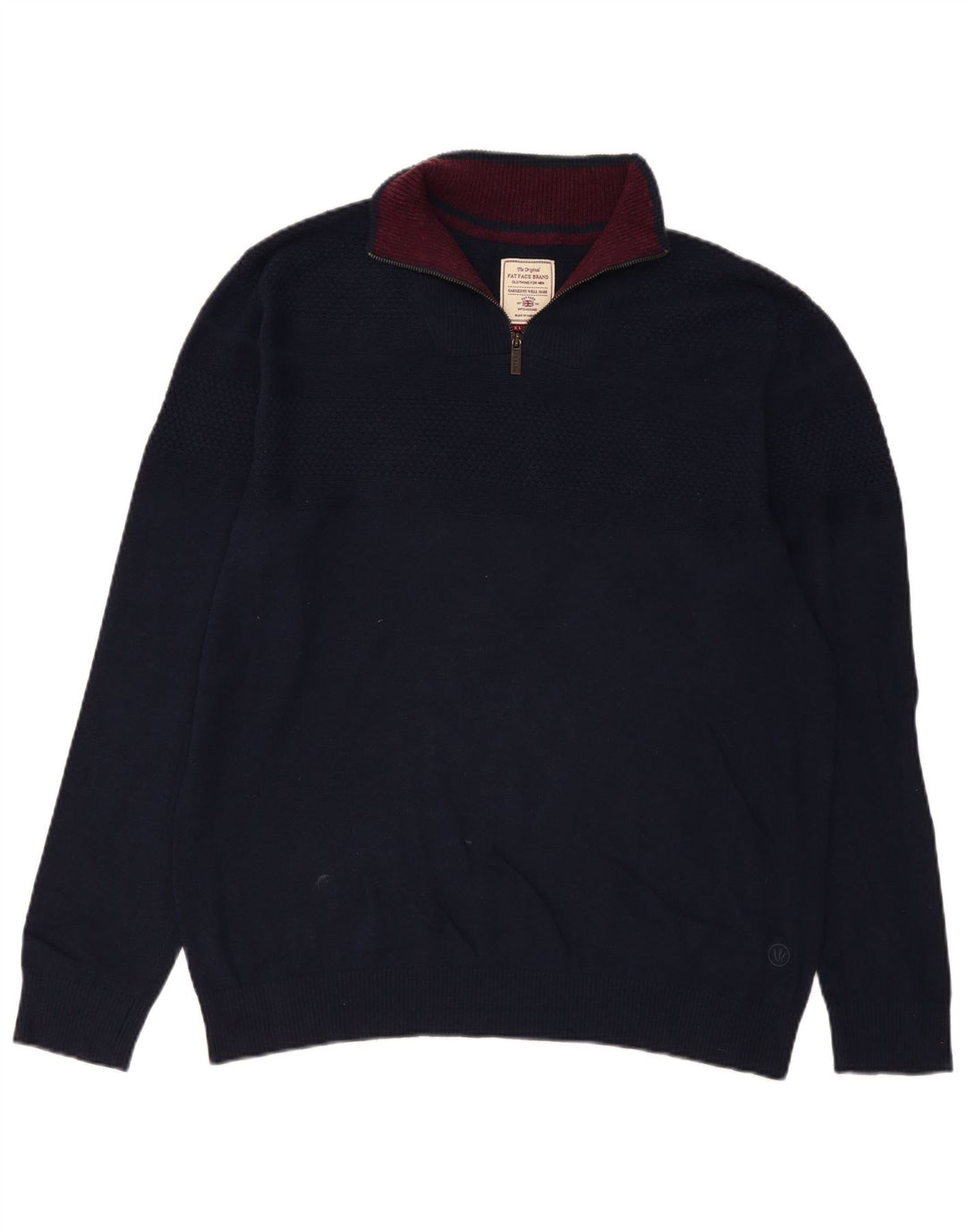 Fat Face Herre Zip Neck Jumper Sweater XL Navy Blue Bomuld
