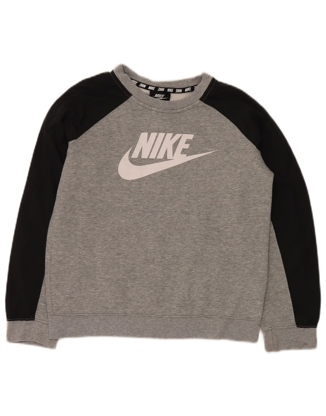 NIKE Graphic Sweatshirt Jumper 10-11 år Medium Grey Colourblock