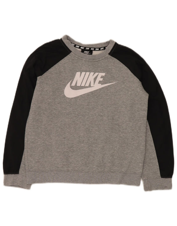 NIKE Graphic Sweatshirt Jumper 10-11 år Medium Grey Colourblock