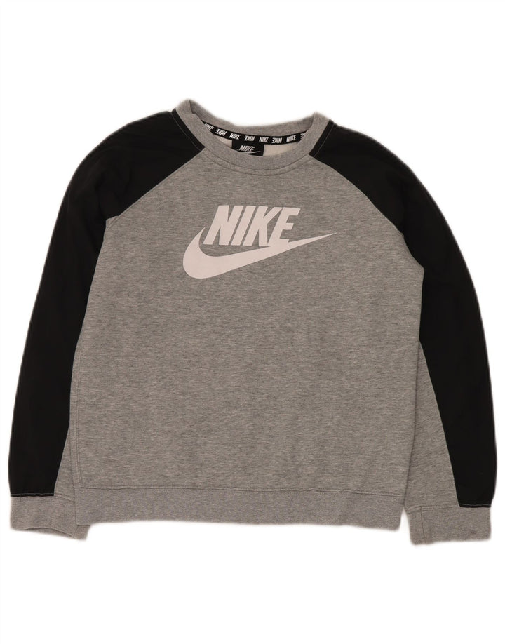 NIKE Graphic Sweatshirt Jumper 10-11 år Medium Grey Colourblock