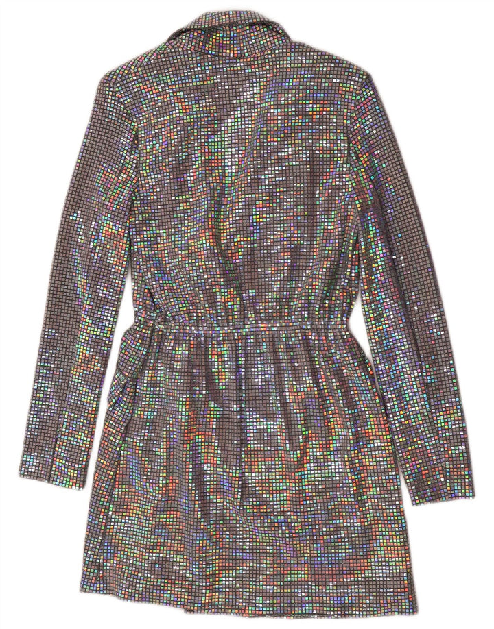 Bershka Dame Longline Blazer Jacket UK 12 Medium Flerfarvet polyamid