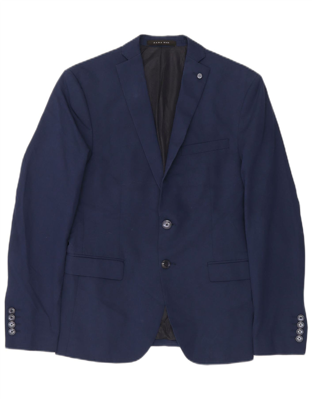 Zara Herre 2-knaps blazerjakke EU 46 XL Marineblå viskose