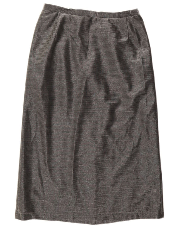 VINTAGE Højtaljet lige nederdel til kvinder EU 38 Medium W25 Grå Triacetat