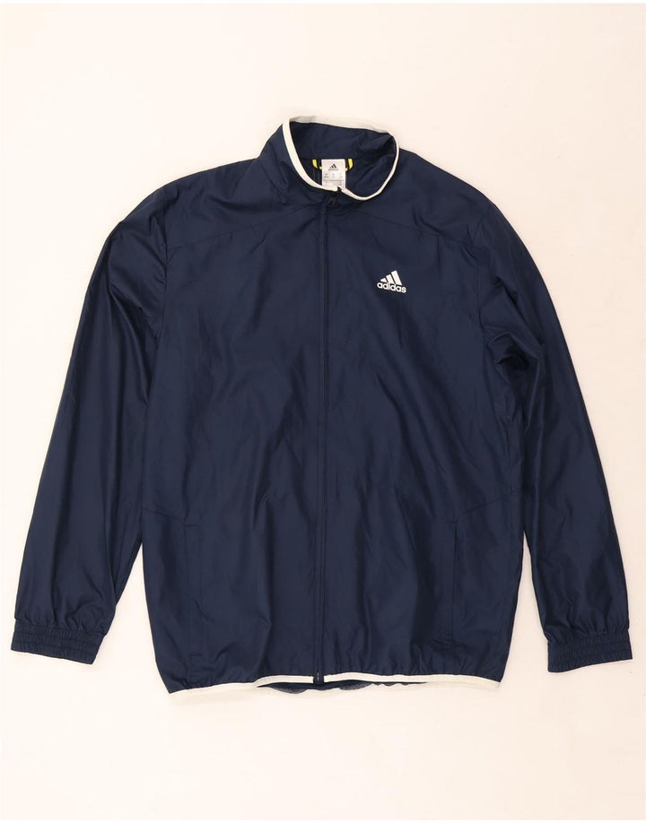 ADIDAS Regnjakke til mænd UK 40/42 Medium Navy Blue Polyester