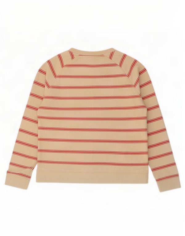 Crew Clothing Dame Sweatshirt Jumper UK 14 Medium Beige Stribet Bomuld