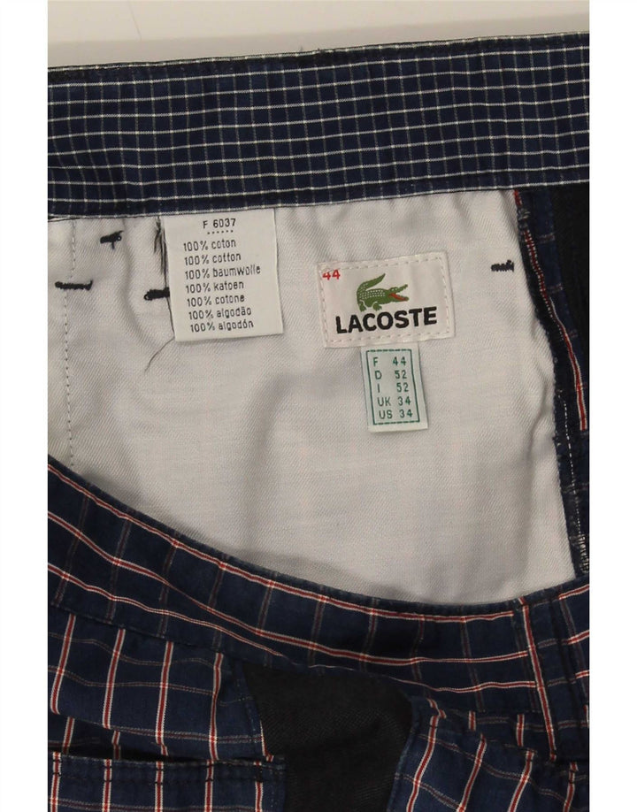 Lacoste Herre Chino Shorts Størrelse 44 Large W34 Marineblå Ternet Bomuld