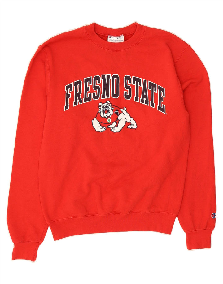 CHAMPION Mens Graphic Sweatshirt Jumper Small Red Cotton Vintage Champion and Second-Hand Champion from Messina Hembry 