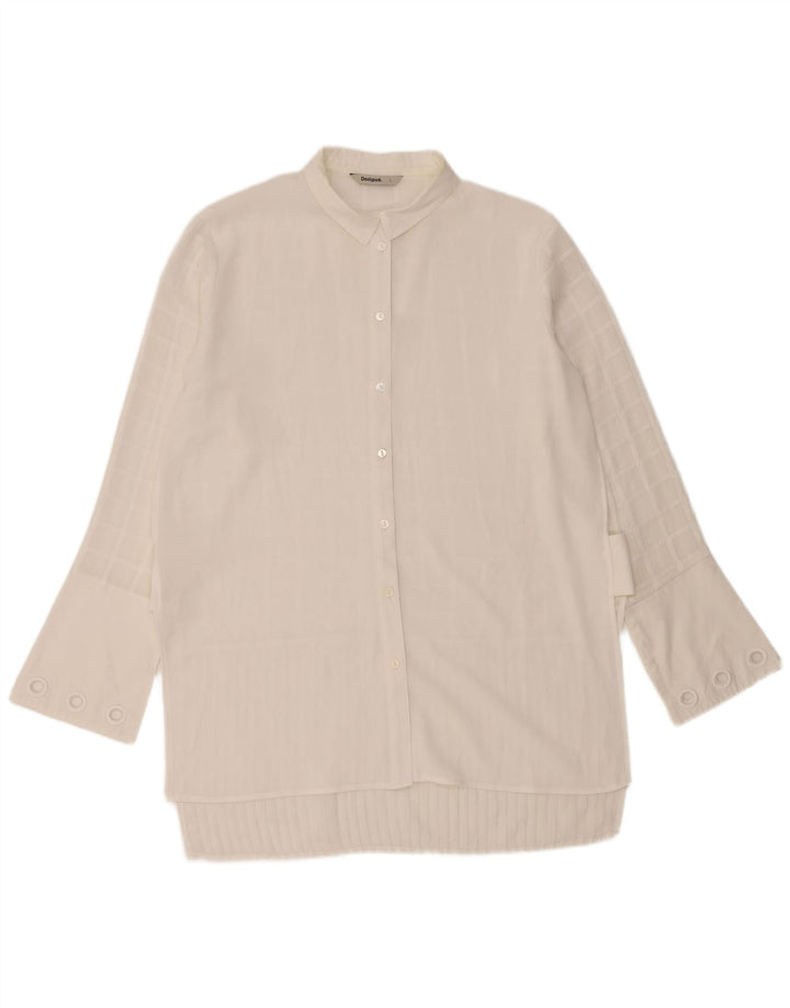 DESIGUAL Dame Longline skjortebluse UK 16 Large White