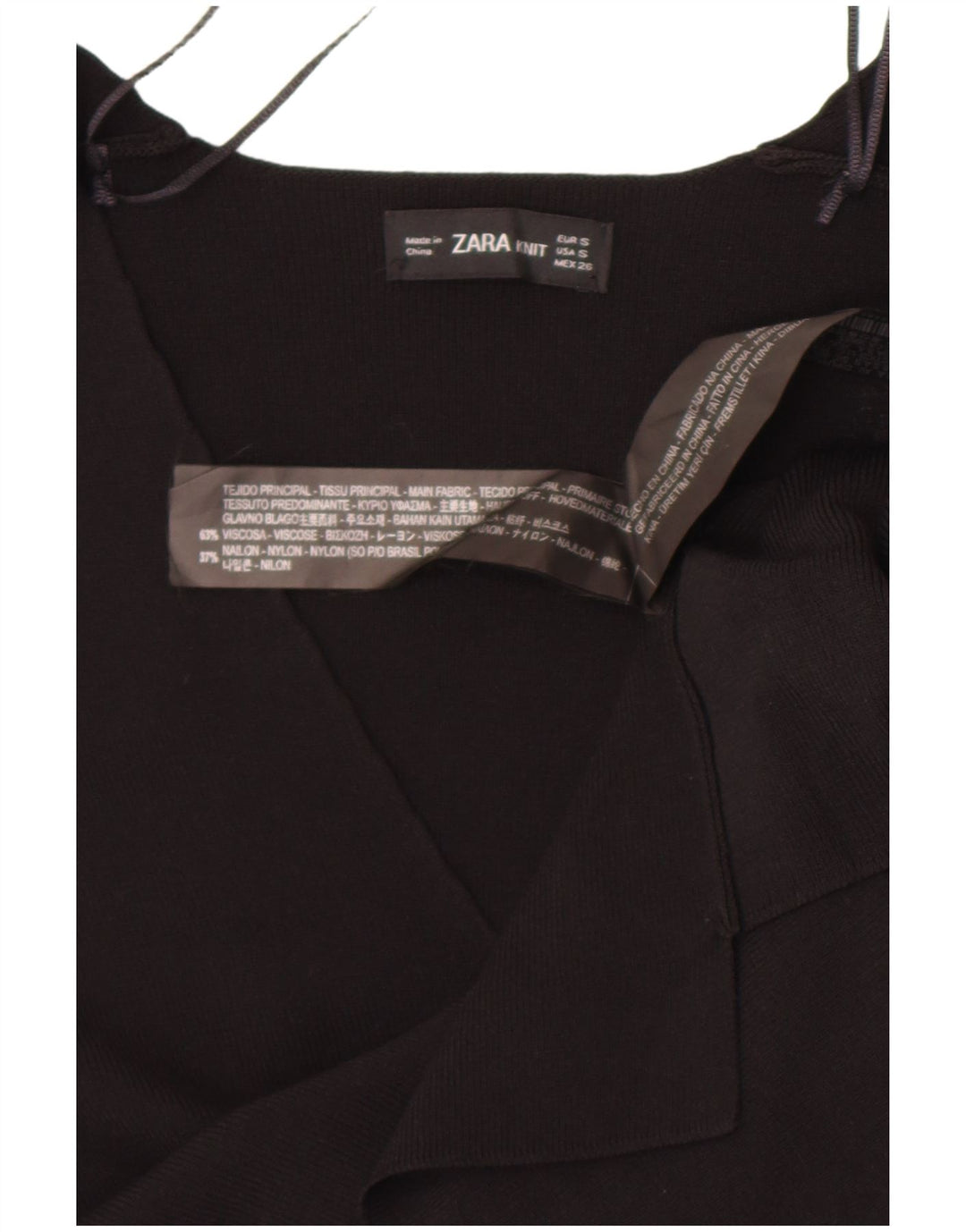 Zara Dame Top Langærmet UK 10 Small Black Viscose