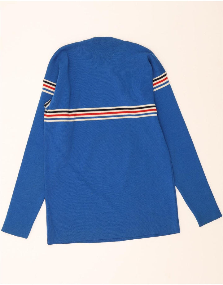 BAILO Mens Crew Neck Jumper Sweater Medium Blue Striped Wool Vintage Bailo and Second-Hand Bailo from Messina Hembry 