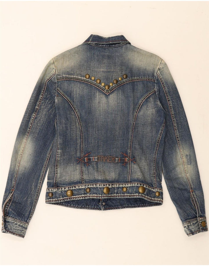 VINTAGE Womens Denim Jacket UK 12 Medium Blue Cotton Vintage Vintage and Second-Hand Vintage from Messina Hembry 