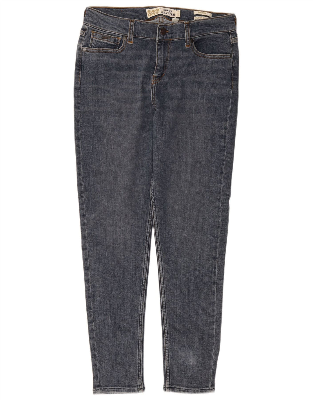 SUPERDRY Dame Mid Rise Super Skinny Jeans W31 L30 Marineblå Bomuld