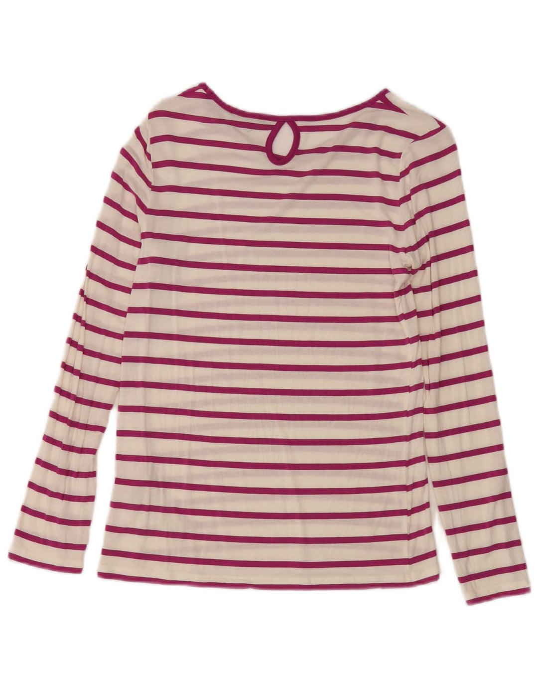 Massimo Dutti Dame Top Langærmet UK 10 Lille Hvid Stribet Modal