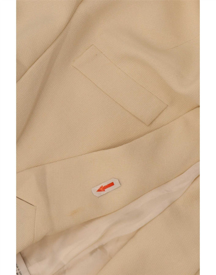 Zara Dame Dobbeltradet Blazer Jacket UK 14 Medium Beige Polyester