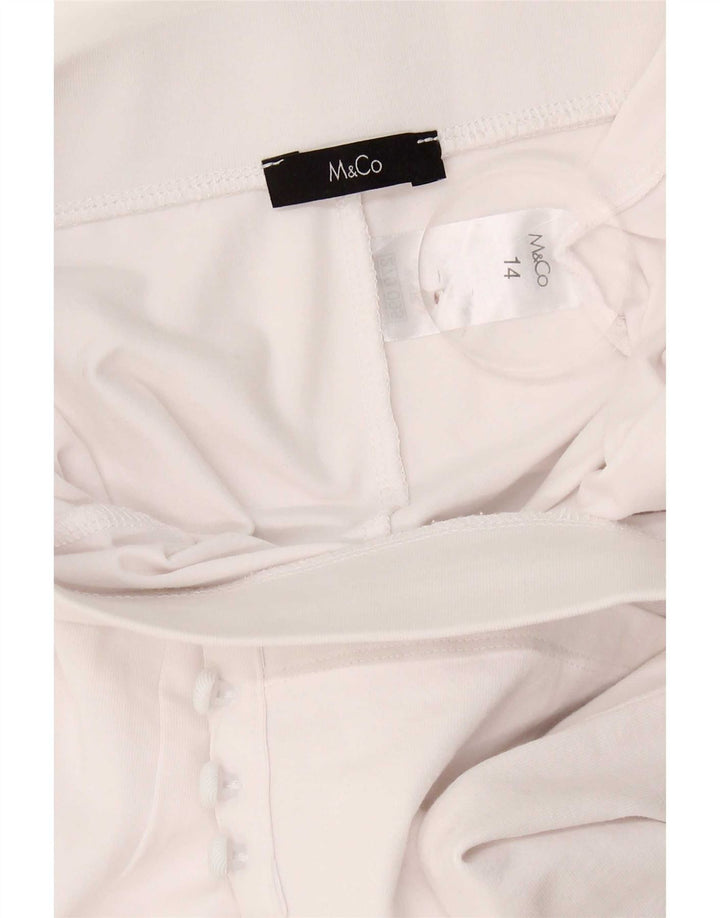M&Co Dame Capri Leggings UK 14 Stor Hvid Bomuld