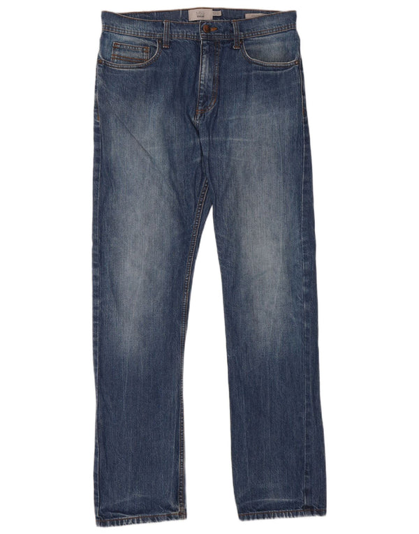 Marks & Spencer Mens Regular Fit Straight Jeans W32 L33 Blue Cotton