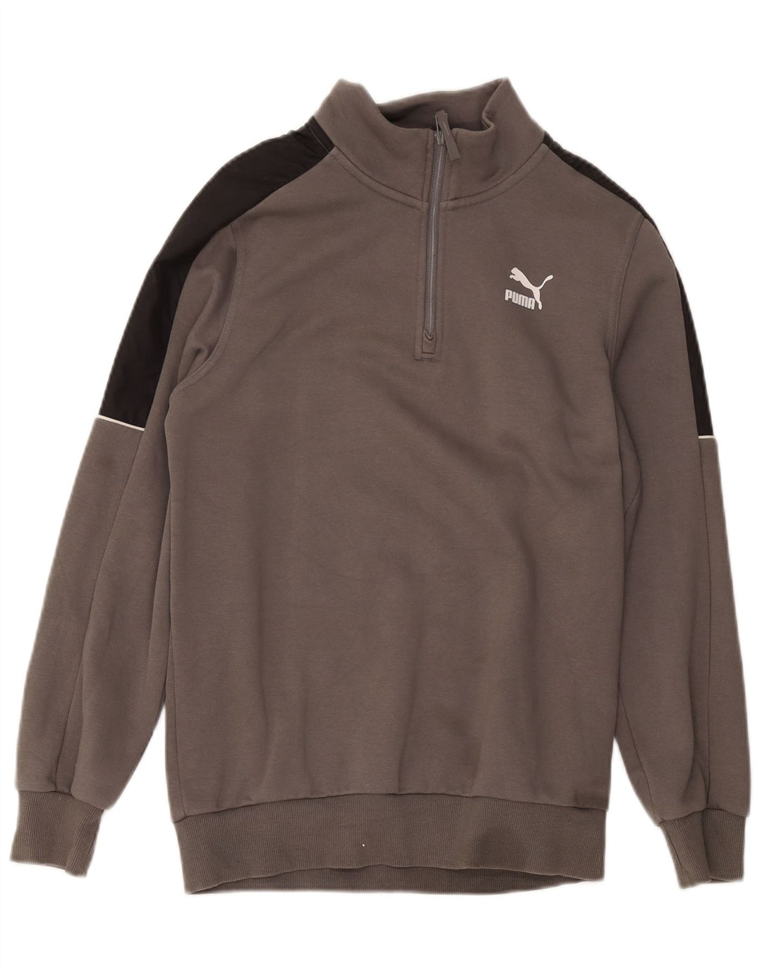 Puma Sweatshirt med lynlås til mænd, lille grå farveblok bomuld