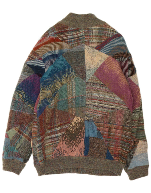 VINTAGE Herre cardigan sweater Medium Flerfarvet Patchwork