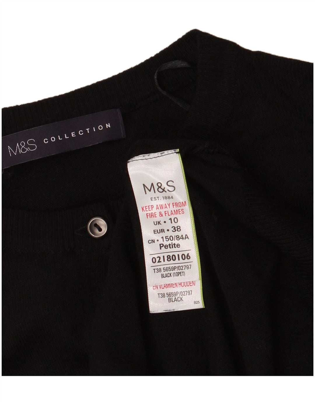 Marks & Spencer Dame Cardigan Sweater UK 10 Small Black Viscose