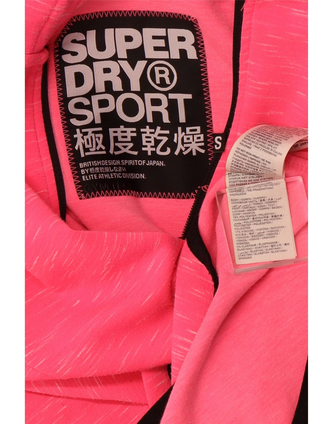 SUPERDRY Kvinder grafisk hættetrøje med lynlås UK 10 Small Pink Flecked