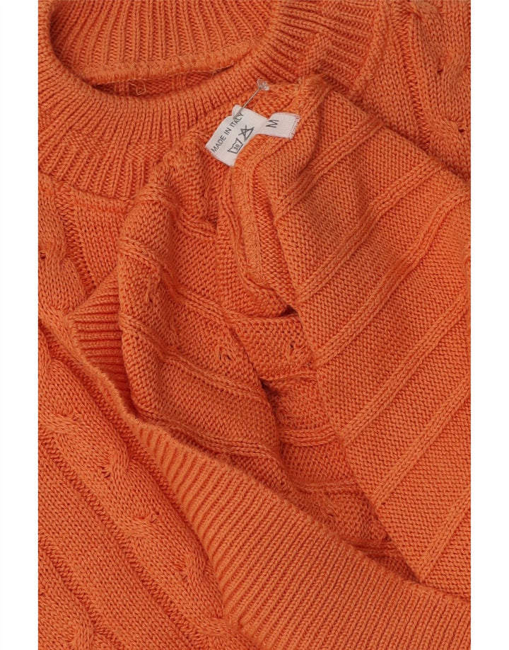 Vintage Herre Turtle Neck Jumper Sweater Medium Orange Bomuld