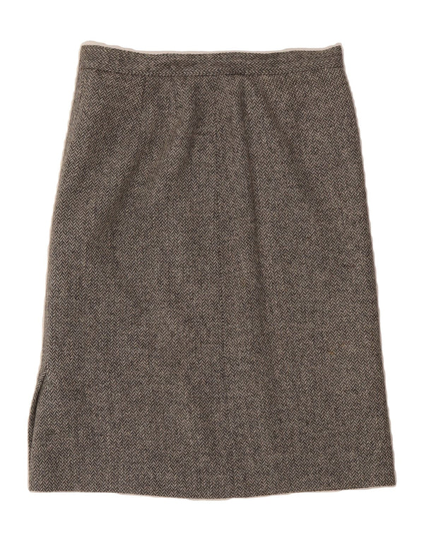 VINTAGE Womens Straight Skirt W27 Small Grey Herringbone