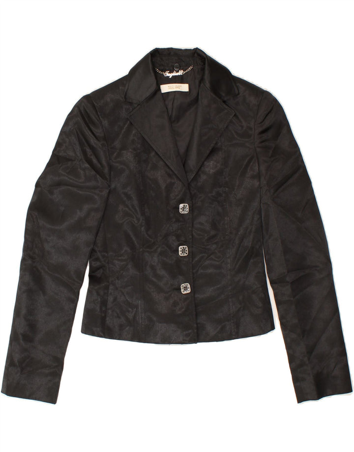 VINTAGE Womens 3 Button Blazer Jacket IT 42 Medium Black Vintage Vintage and Second-Hand Vintage from Messina Hembry 