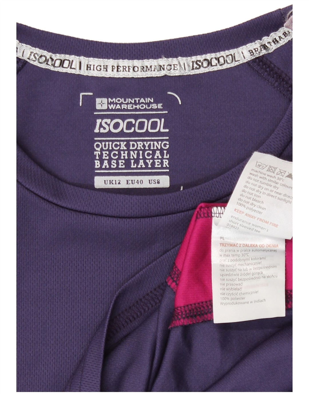 Mountain Warehouse Dame T-Shirt Top UK 12 Medium Lilla Colourblock
