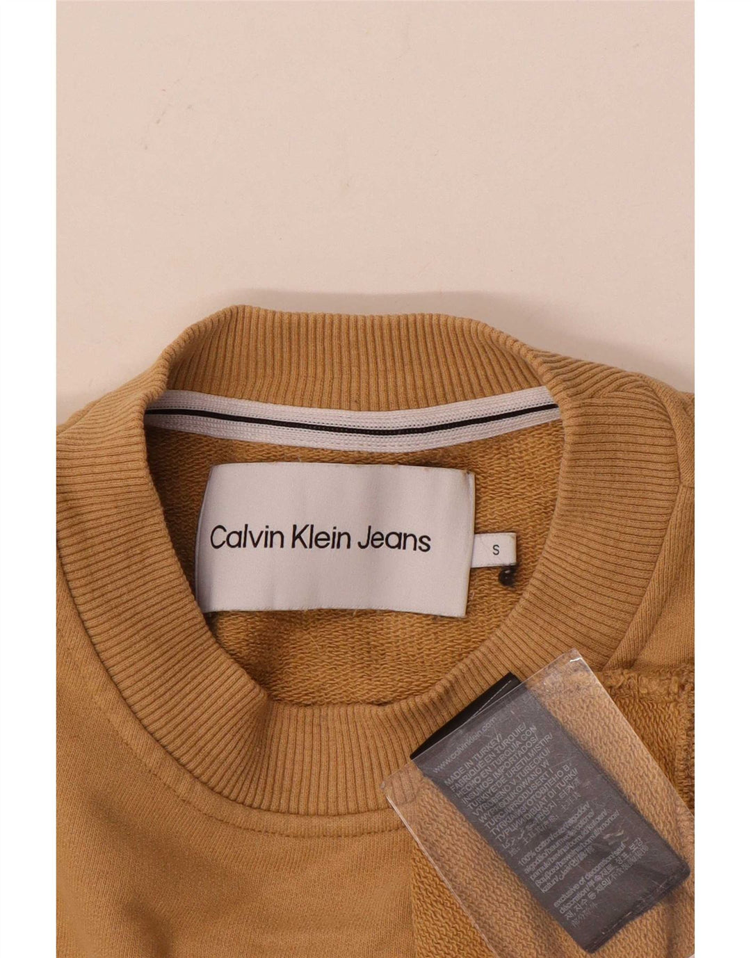 Calvin Klein Jeans Dame Oversized Sweatshirt Jumper UK 10 Small Beige