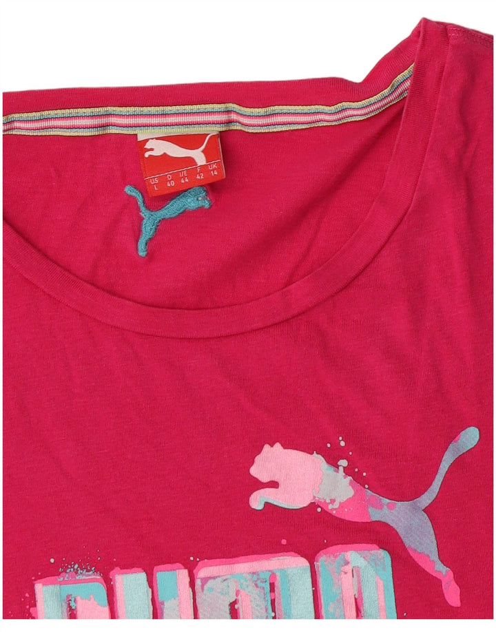 Puma Grafisk T-Shirt Top UK 14 Medium Pink