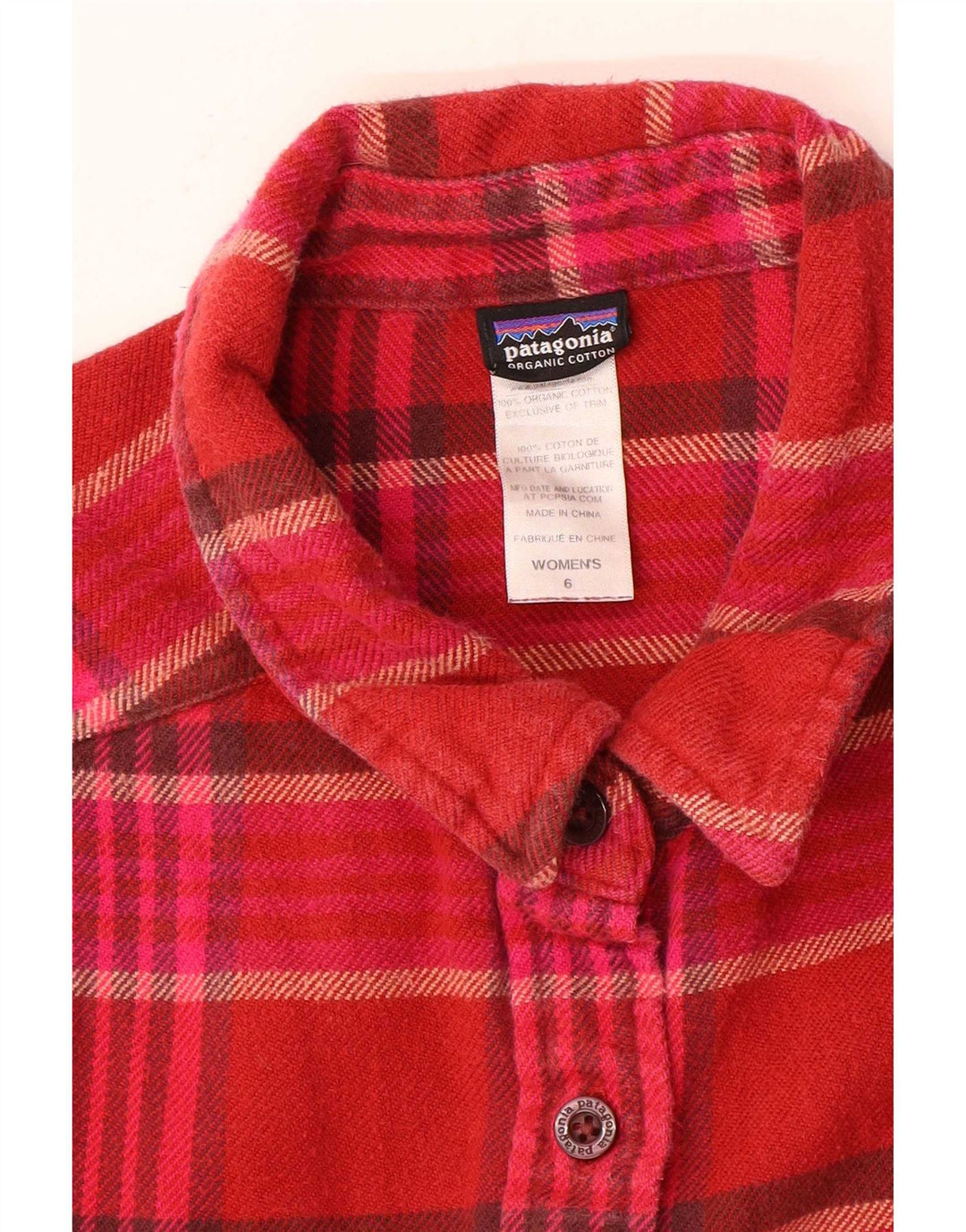 Patagonia Dame Flanellskjorte US 6 Medium Rød Ternet Bomuld