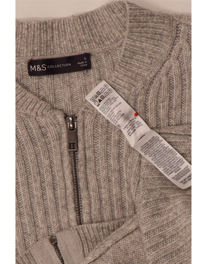 Marks & Spencer Dame Oversized Crop Cardigan Sweater UK 16 Large Grey