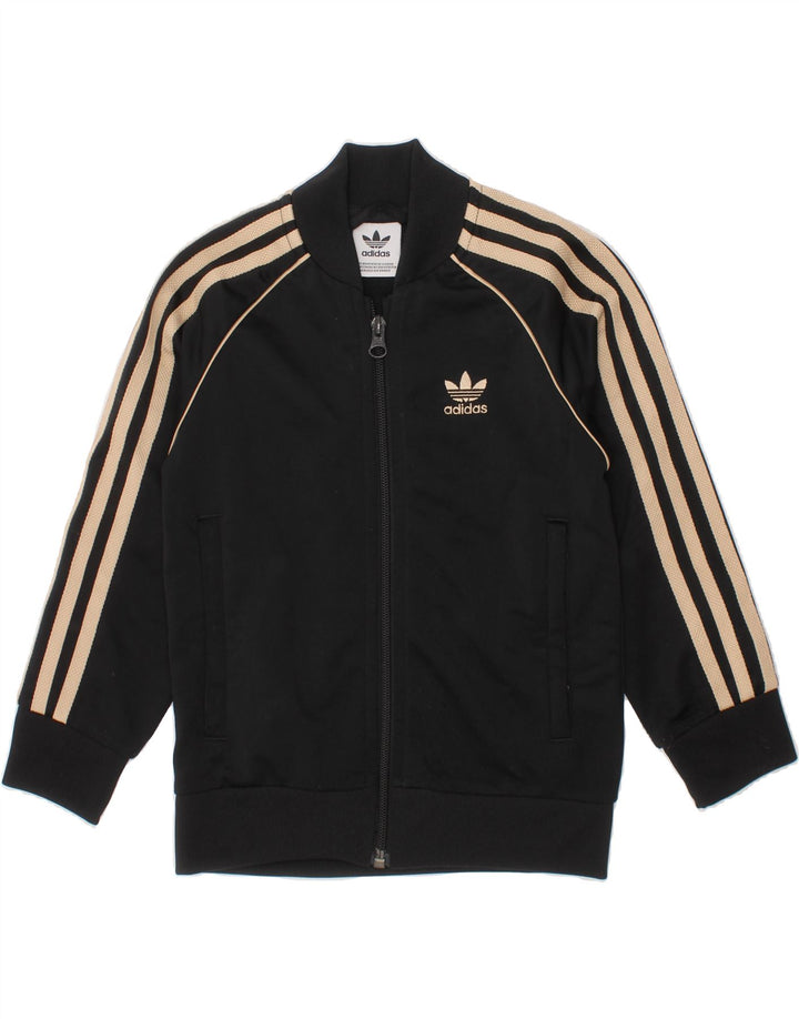ADIDAS Boys Tracksuit Top Jacket 4-5 Years Black Polyester Vintage Adidas and Second-Hand Adidas from Messina Hembry 