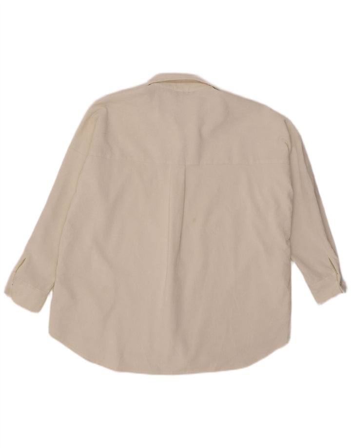 Zara Dame Oversized Corduroy Shirt UK 10 Small White Polyester