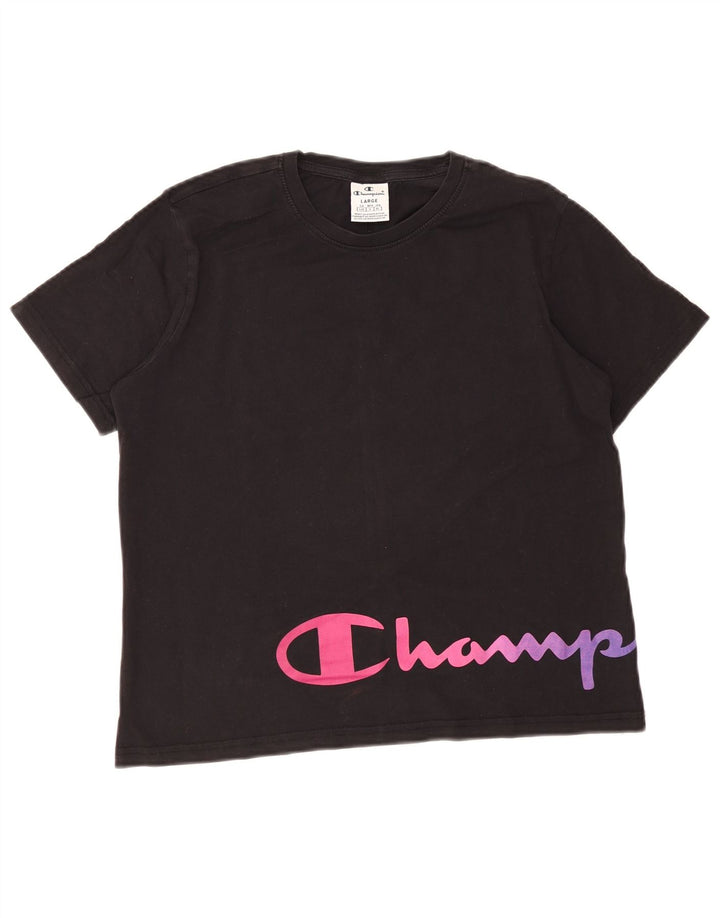 Champion Dame Grafisk T-Shirt Top UK 14 Large Sort