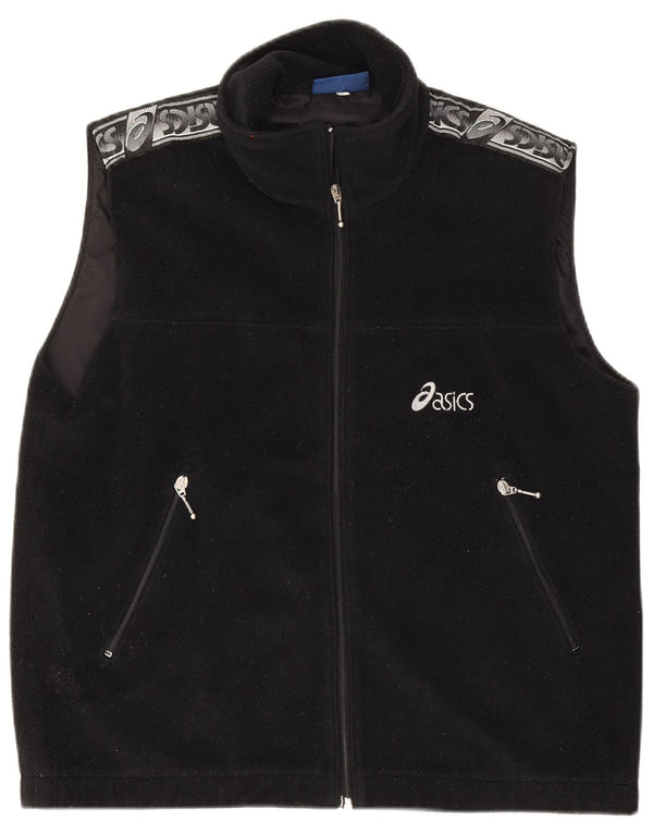 Asics Herre Graphic Fleece Gilet UK 40 Large Black Colourblock